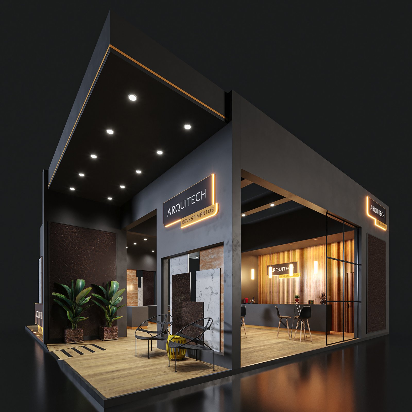 Dark premium 3D exhibition booth concept